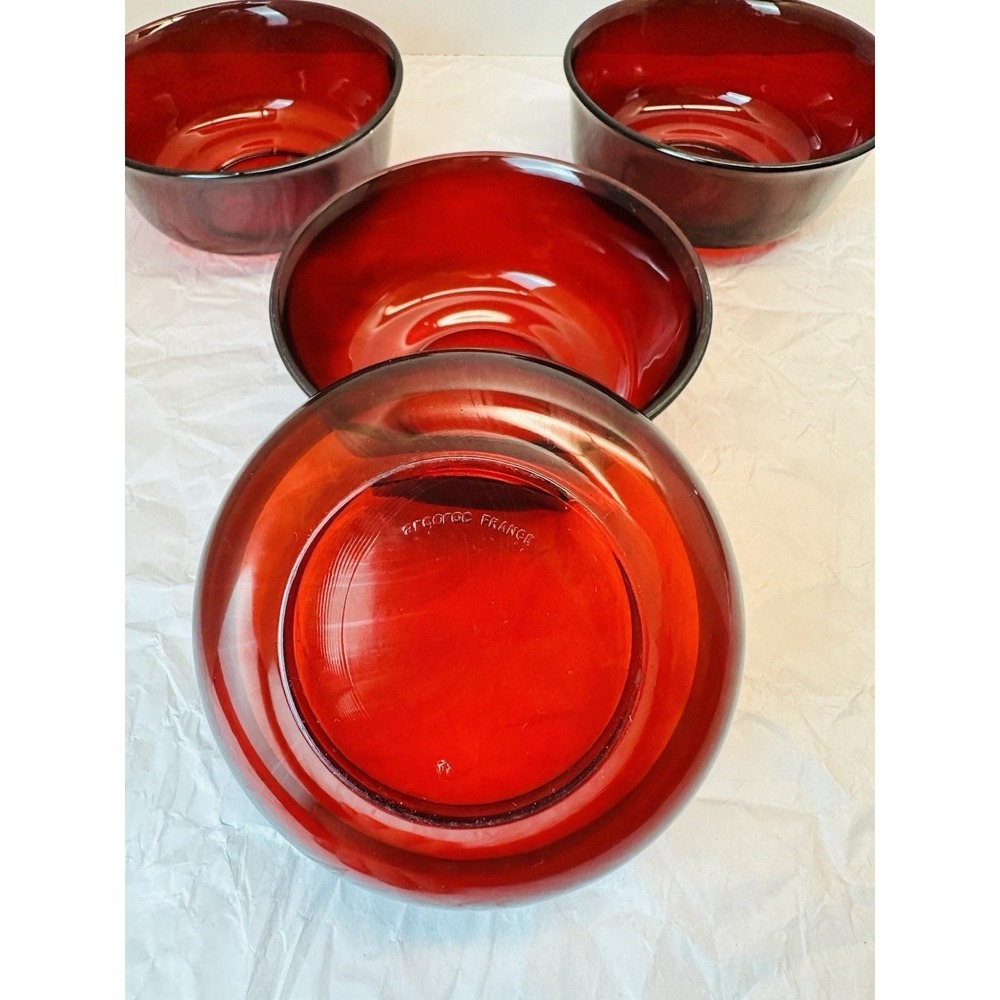 Luminarc Arcoroc France Ruby Red Salad Cereal Bowl Set of 4, 4.75" - Picture 7 of 9